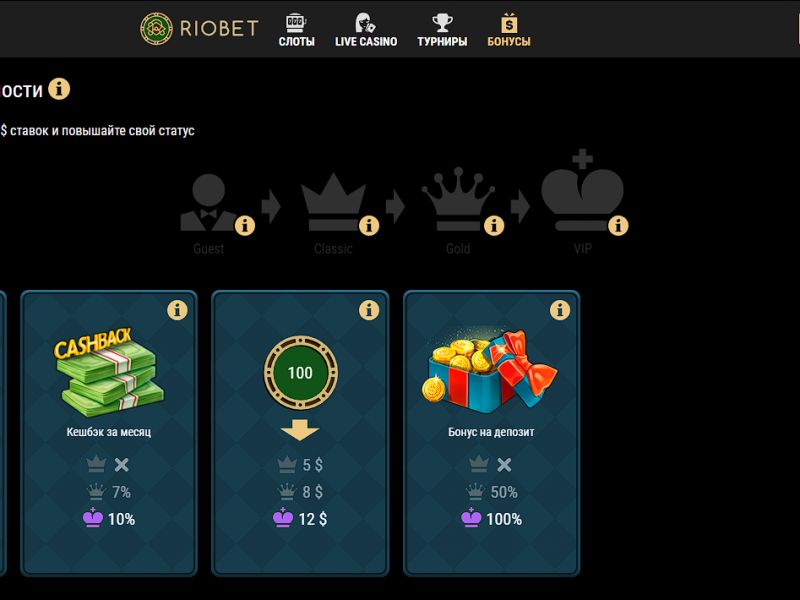 Бонусы в онлайн-казино RioBet